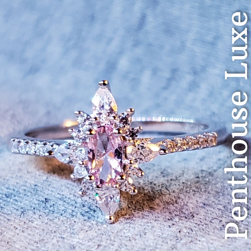SOLID 925 Sterling Silver Oval Cut Morganite Beryl Ring - Picture 2 of 6